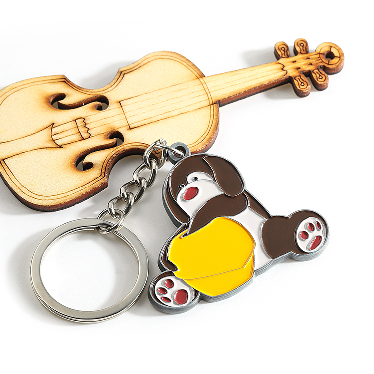 Soft Enamel Custom Metal Dog Keychain for Business