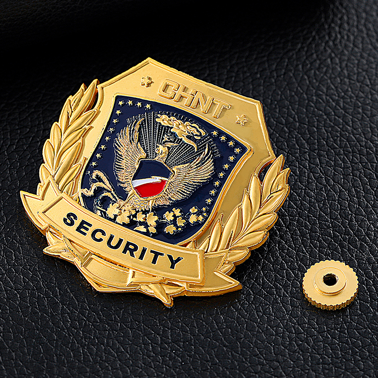 Custom Metal Gold Eagle Security Badge With Screw