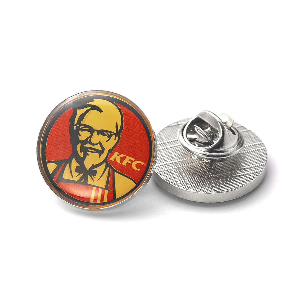 Custom Metal Silver Round 20mm Pin for KFC