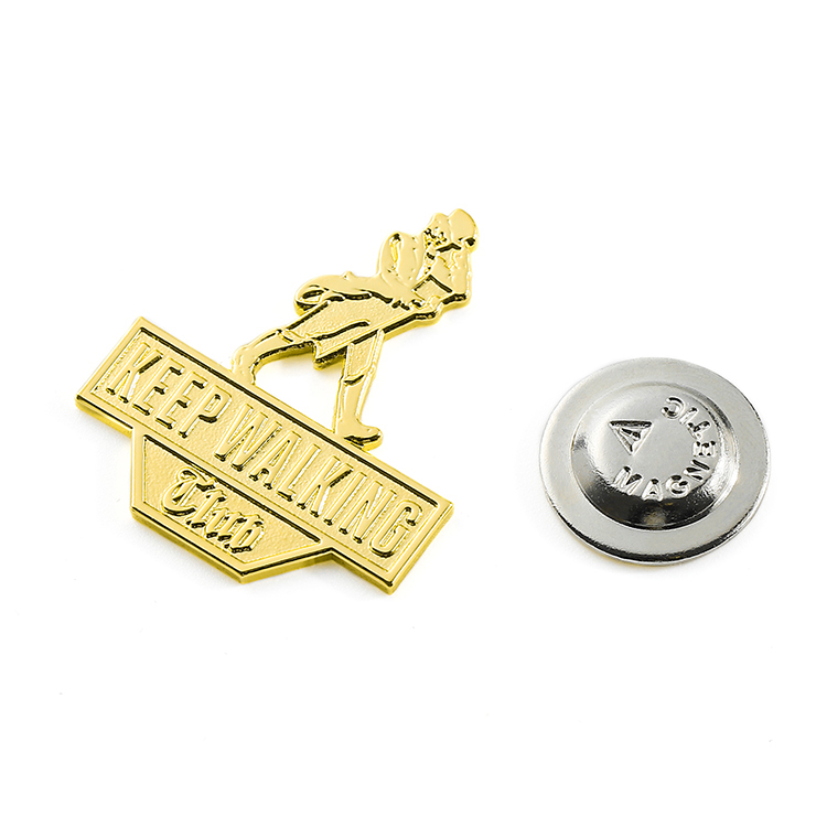 Custom Gold Die Struck Sport Badge with Magnet