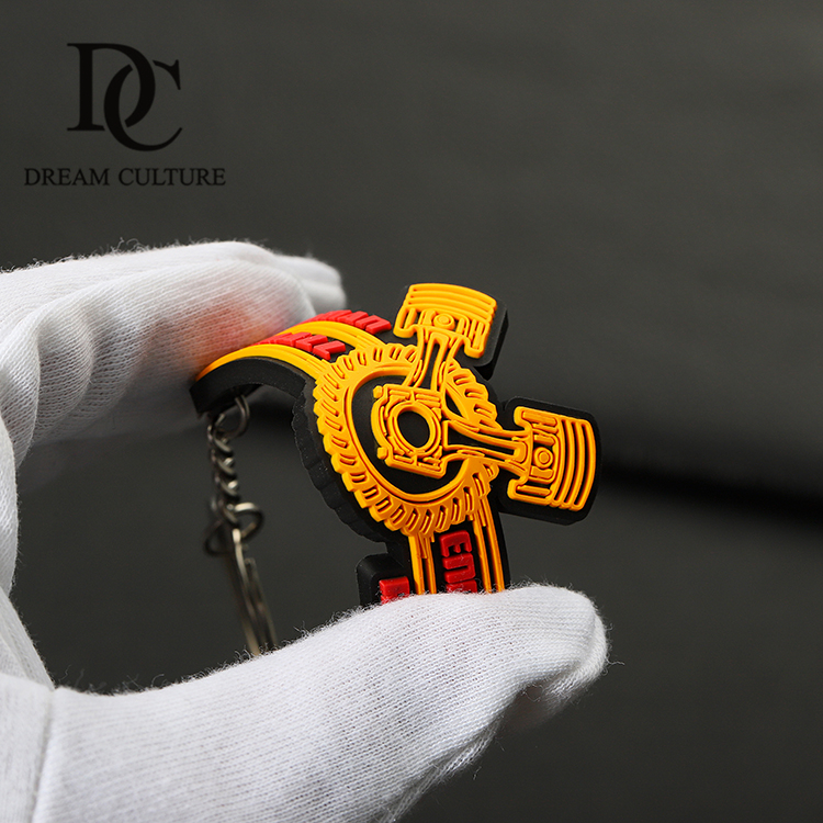 Custom Black 3D Logo Rubber Keychain