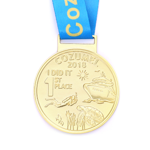 High Quality Metal Mat Gold Award Medal for Caribbean Diving