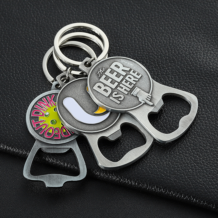 Custom Metal Antique Silver Bottle Opener Keyring for Gift