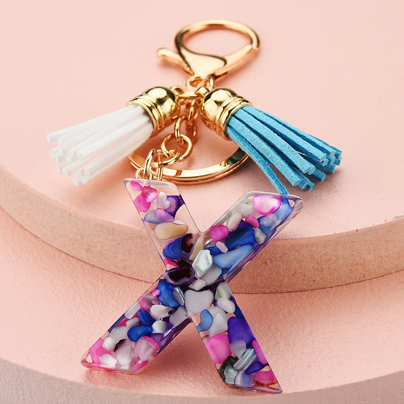 Candy Colour Custom Transparent Acrylic Letter Keychain with Tassel
