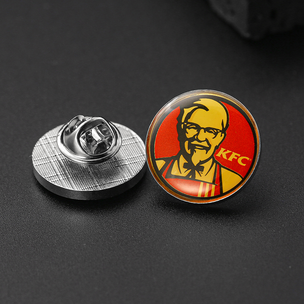 Custom Metal Silver Round 20mm Pin for KFC