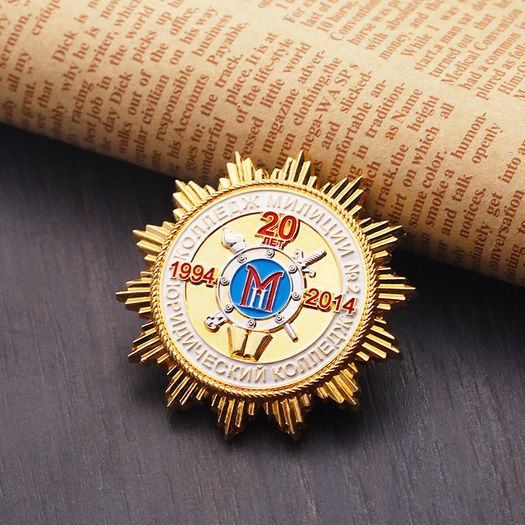 Custom Metal Round Russia Badge with Screw