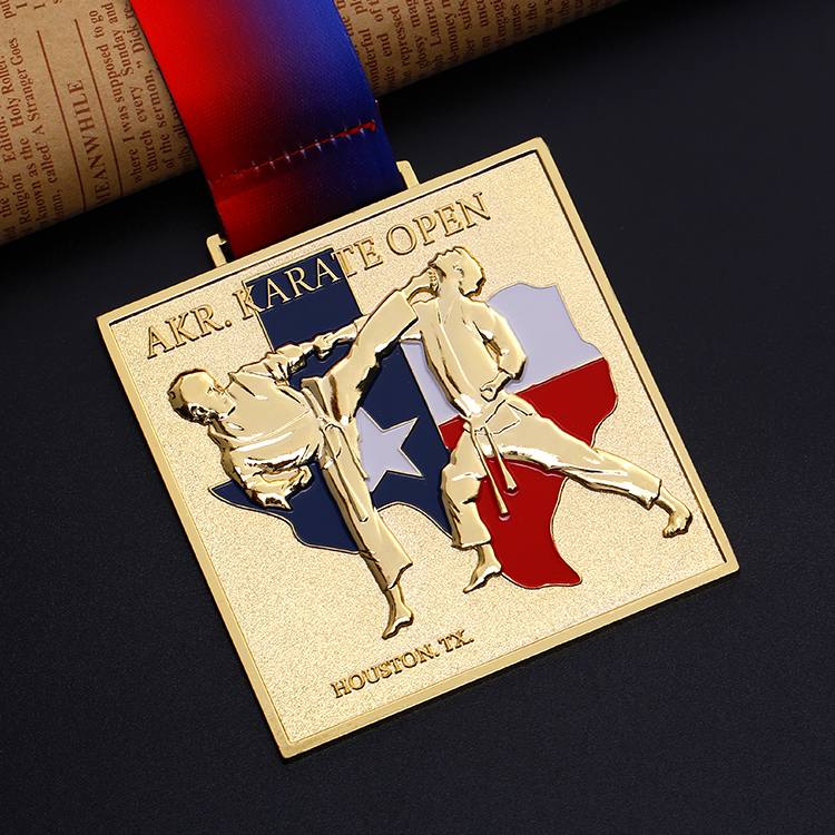 Rectangle Gold AKK Martial Arts Medal for Champion