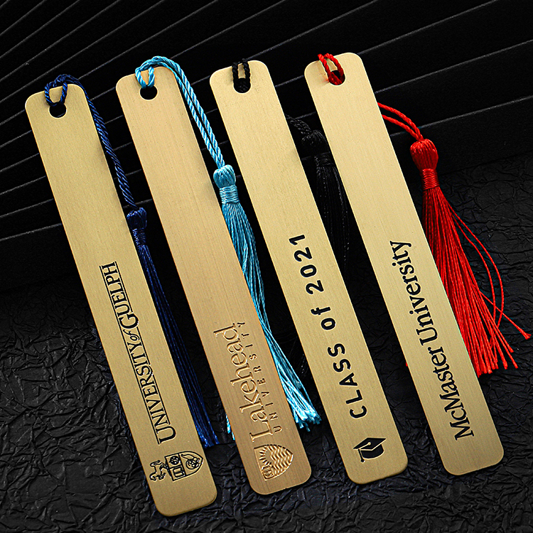 Customized Standard Size Cool Brass Bookmark with Tassel