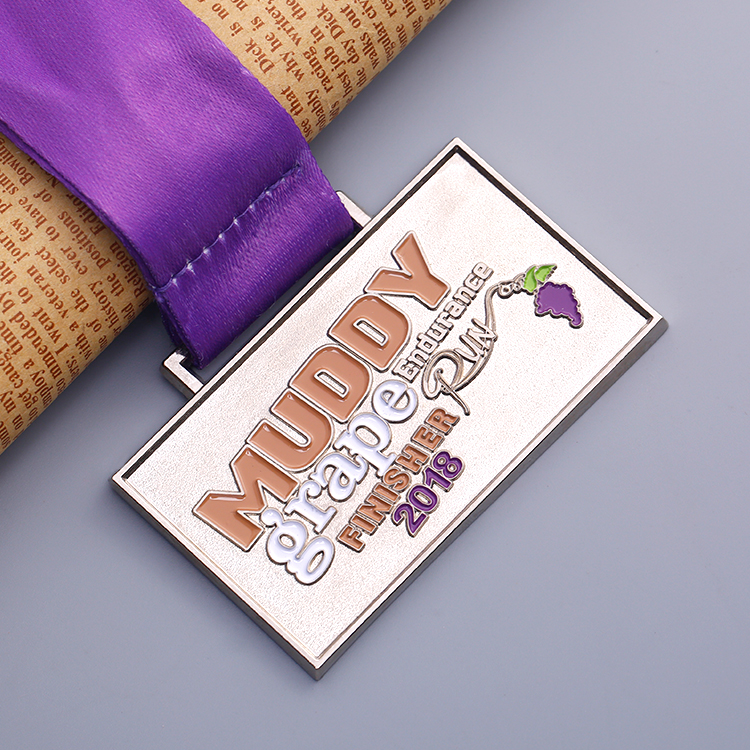 Square Metal Silver Muddy Running Medal for for Charity