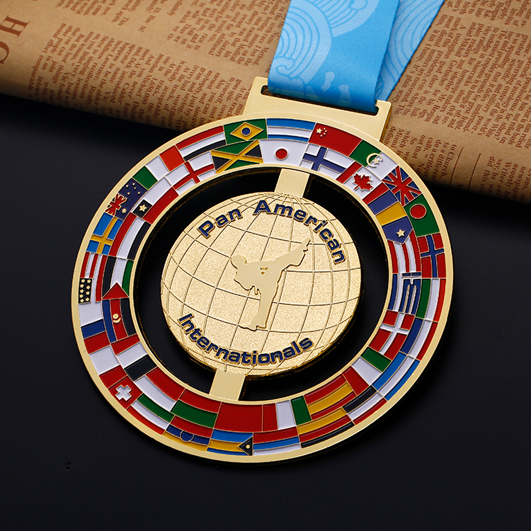 Round Cut Out Flag Judo Medal for Pan American Internation