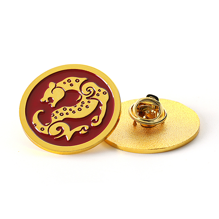 Metal Custom Gold Round Tiger Pin